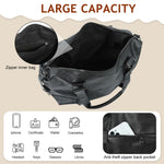 PALAY Travel Bag for Women 40x14x30cm with Multi Pockets and Detachable Shoulder Strap | Black PU Leather Gym and Crossbody Use