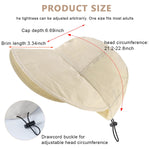 PALAY Polyester Wide Brim Hat for Women with Drawstring Closure and UV Protection | Beige Adjustable Sun Cap