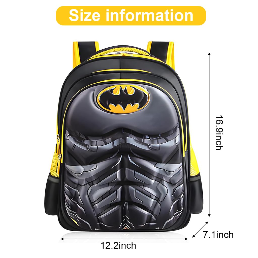 School Backpack Padded Back Backpack PALAY® School Kids Backpack 3D Cartoon Batman Print Hard Shell