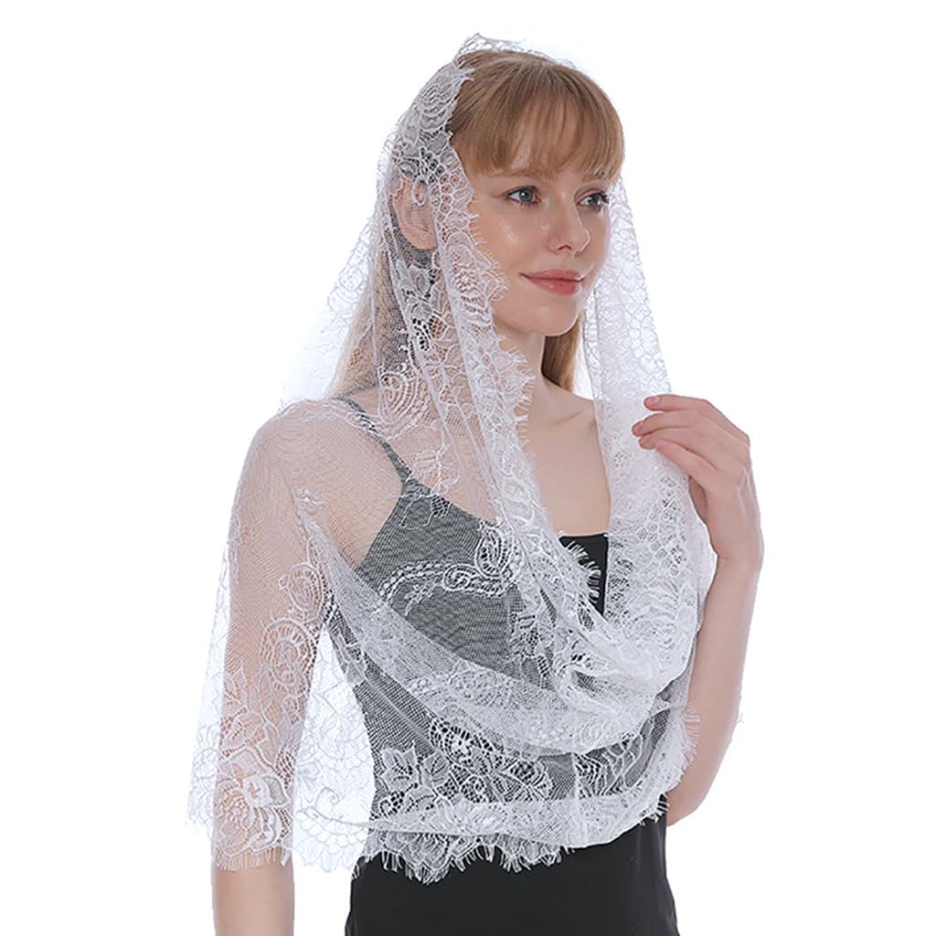 PALAY® Spanish Style Lace Traditional Vintage Inspired Infinity Shape Mantilla Veil Latin