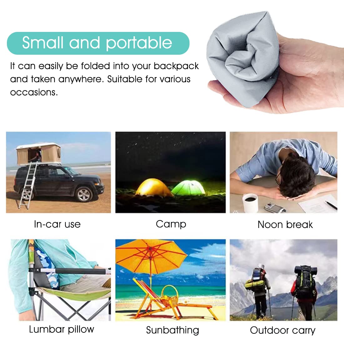 PALAY Travel Air Pillow for Camping and Hiking with Quick Deflate Valve 50×35cm White