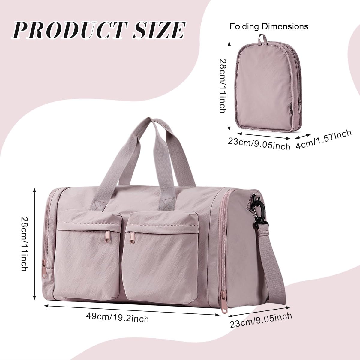 PALAY Women's Foldable Nylon Gym & Travel Duffel Bag with Shoe Compartment