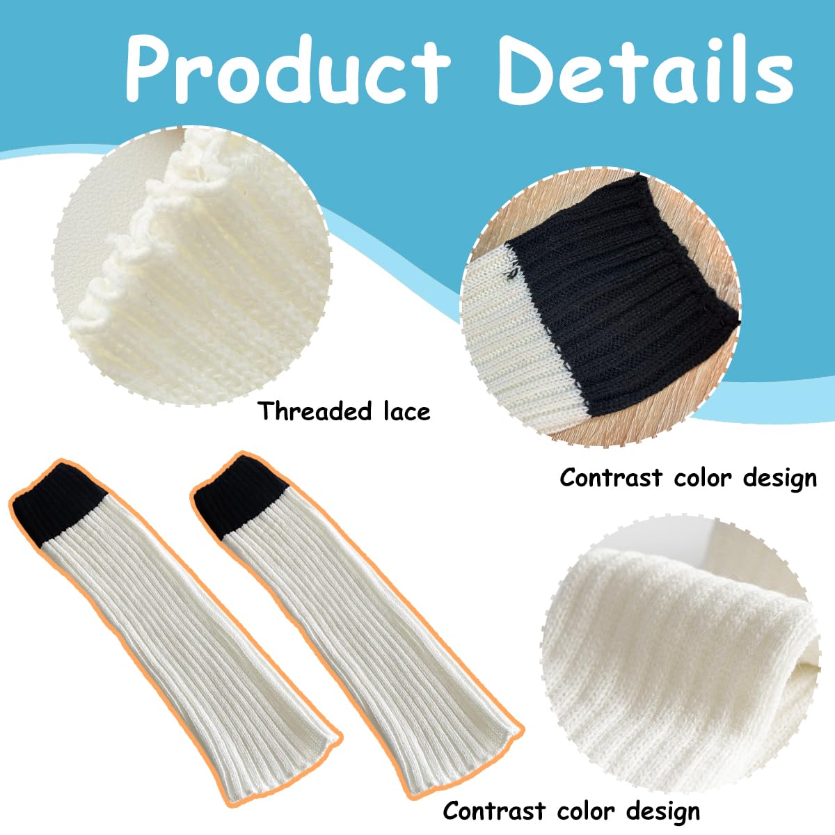 PALAY Leg Warmers for Women featuring Ribbed Knit Two Tone Design 42–44cm Length | Soft Polyester Comfort