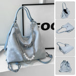 PALAY Tote Bag for Women featuring Convertible Backpack Design with PU Material and Blue Chain Charm