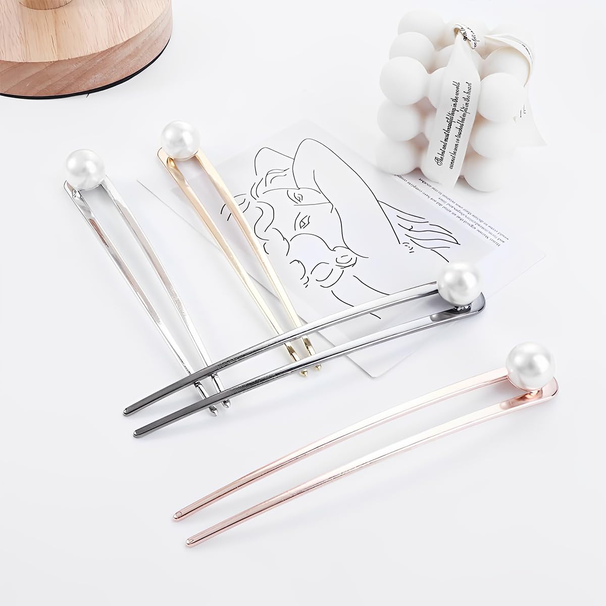 PALAY Pearl Hair Stick for Buns with 5.8 in U Shaped Metal Pins | Elegant Gift for Women