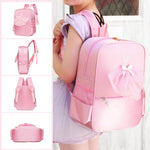 PALAY Girls Backpack for School and Travel with Writable Name Tag | Pink Nylon Ballet Dress Design