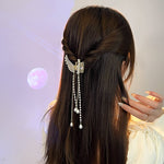 PALAY Hair Clips for Women featuring Pearl Metal Butterfly Claw with Tassel | Elegant Accessory for Girls
