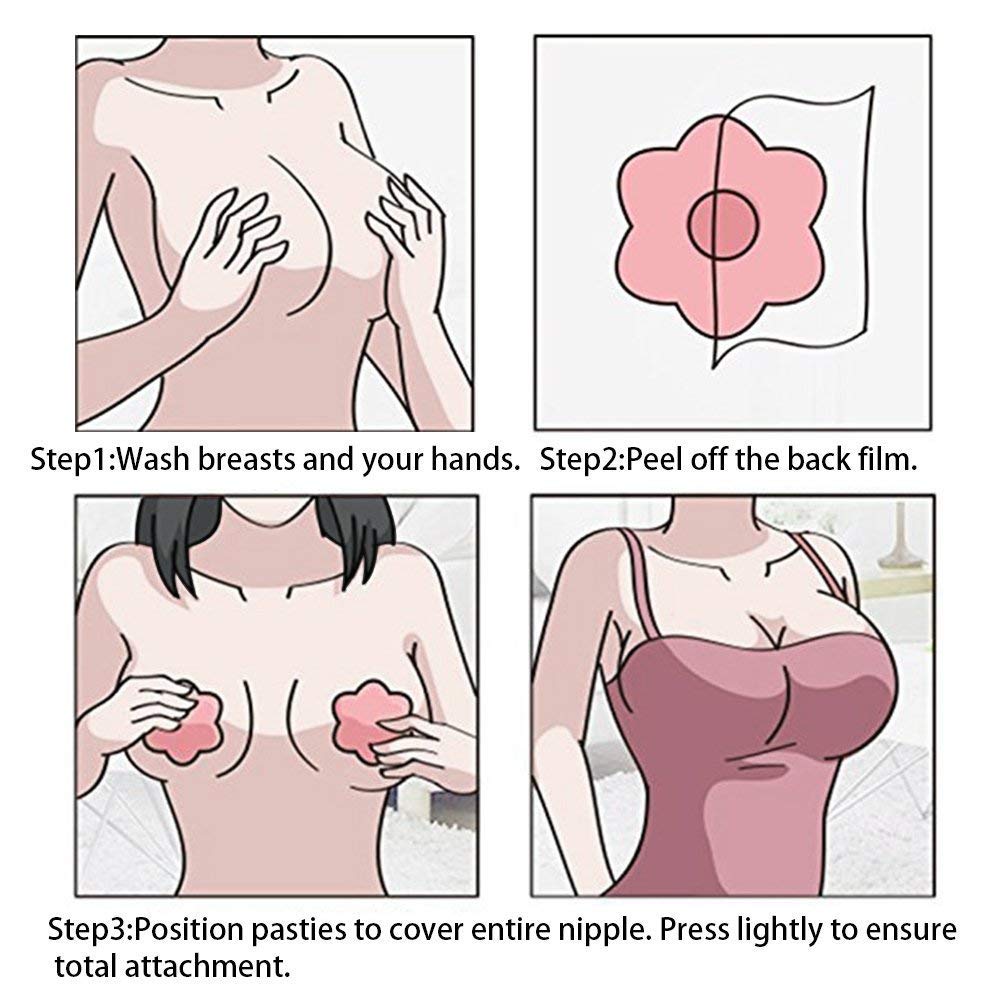 PALAY® House of Quirk Women's Self Adhesive Nipple Breast Covers Sexy Breast Pasties Adhesive Bra Disposable (Beige)