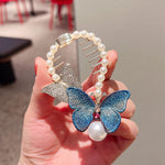 PALAY Hair Bun Accessories for Women with Pearl Butterfly Clip and Self Lock Design | Elegant Alloy Rhinestone Holder for Wedding or Daily Hairstyles