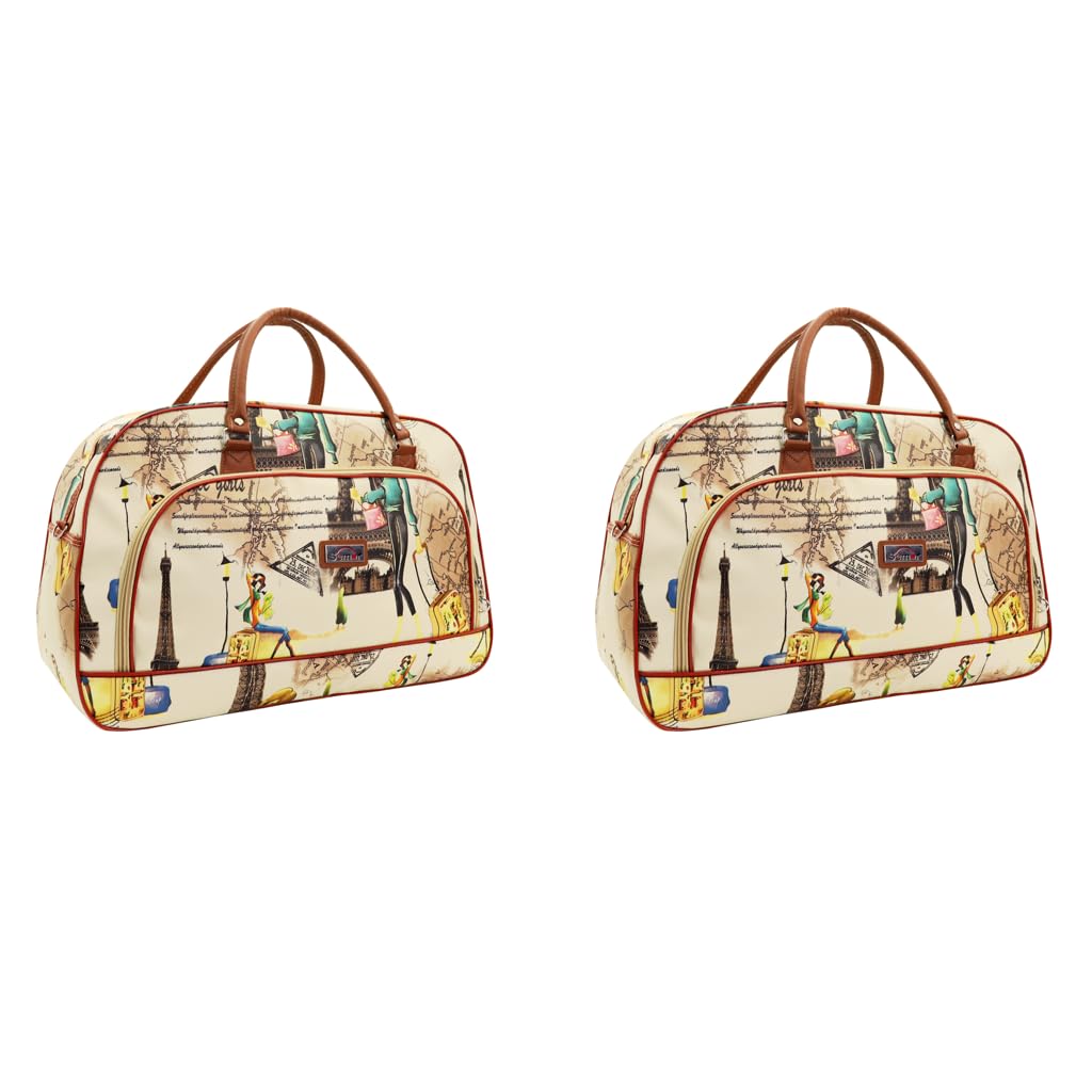 PALAY Duffle Bag for Women Travel with Shoulder Strap and Spacious Compartments | Waterproof PU Leather Beige Design