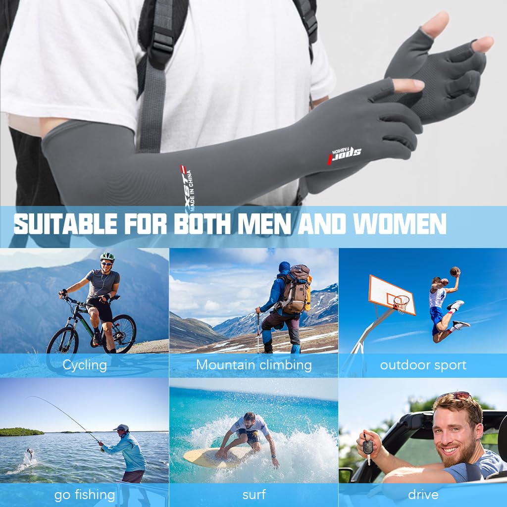 PALAY Hand Gloves for Sun Protection with UPF 50+ and Open Finger Tips | Ice-Silk Grey