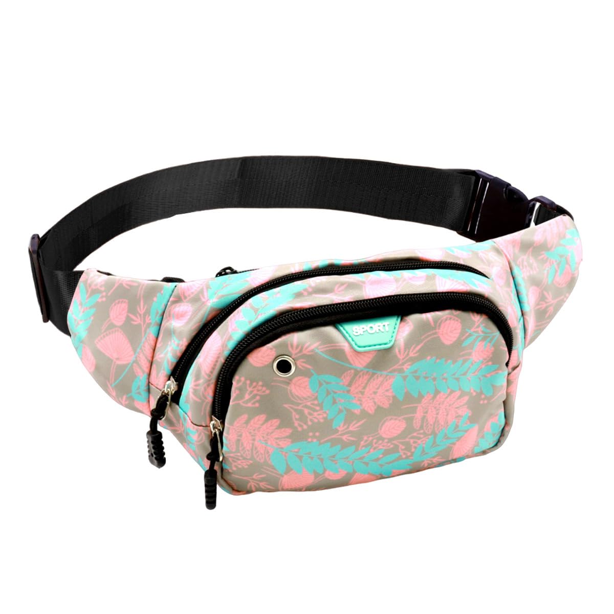 PALAY Waist Bag for Women featuring Double Layer Zipper Pockets and Waterproof Nylon | Pink Floral Lightweight Travel Fanny Pack
