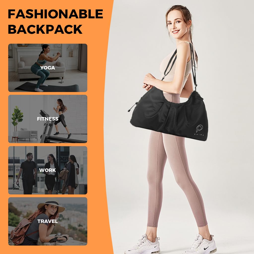 PALAY Women Gym Bag for Travel and Fitness with Shoe Compartment Waterproof Nylon | 3 PCS Set