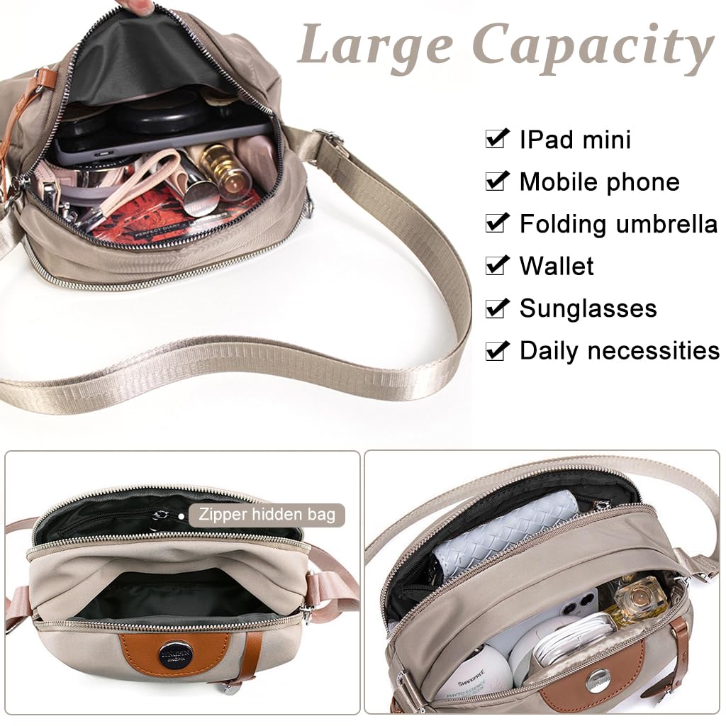 PALAY Women Crossbody Bag for Daily Commute and Travel featuring Double Layer Design | Waterproof Nylon 2 PCS Set
