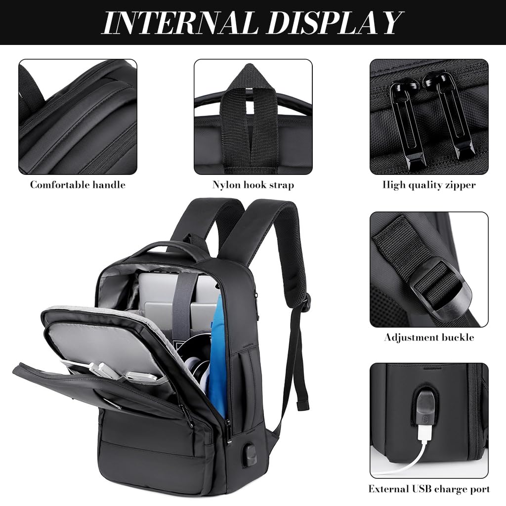 PALAY Backpack Bag for Men with USB Charging Port and Padded 17 in Laptop Compartment | Expandable 30–35L Waterproof Design for Business Travel