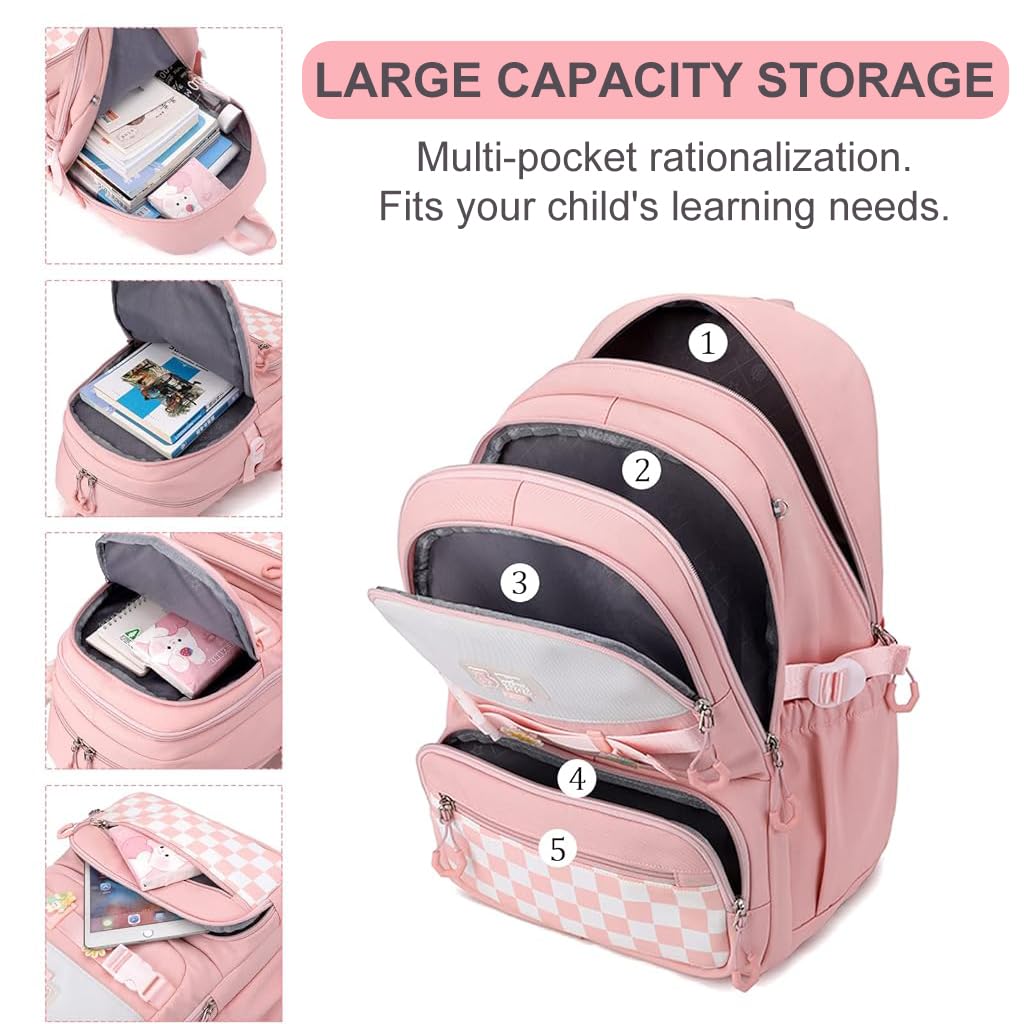 PALAY School Backpack for Students with 15.6 in Laptop Compartment and Padded Straps | Waterproof Oxford Cloth Design for Girls