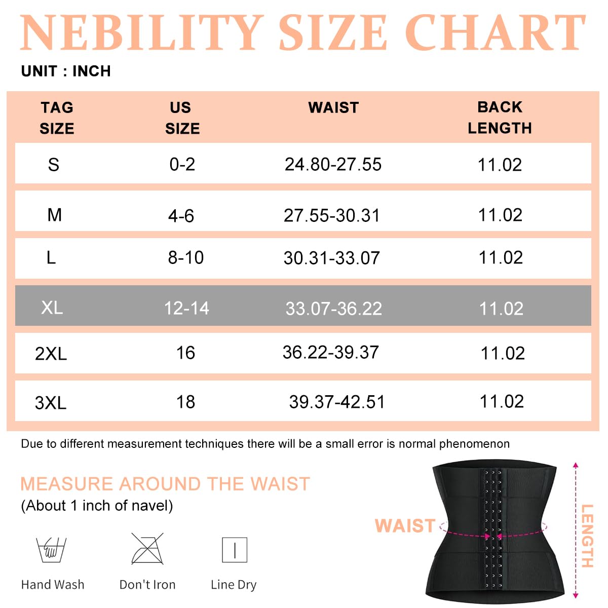 PALAY® Polyester Casual Style Waist Trainer For Women Waist Cincher Shapewear For Women Tummy Control Workout Body Shaper Adjustable Workout Girdle, L, Black