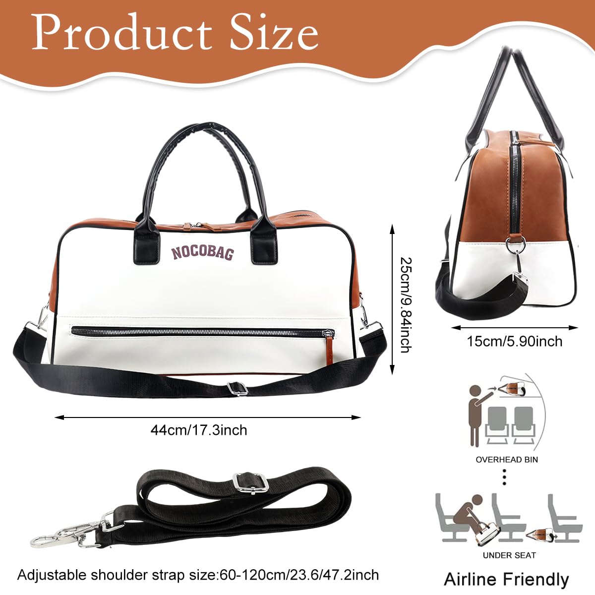 PALAY Duffle Bag for Travel with Dual Zipper Design and 45x20x25 cm Capacity | PU Leather Waterproof Shoulder Bag for Women