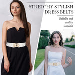 PALAY Women Retro Wide Elastic Waist Belt featuring Alloy Buckle 63cm White for Dresses