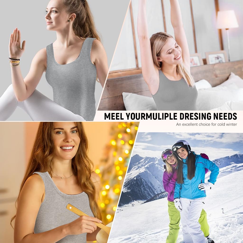 PALAY Thermal Top for Women featuring Fleece Lined Wide Straps in Black | Warm Winter Vest