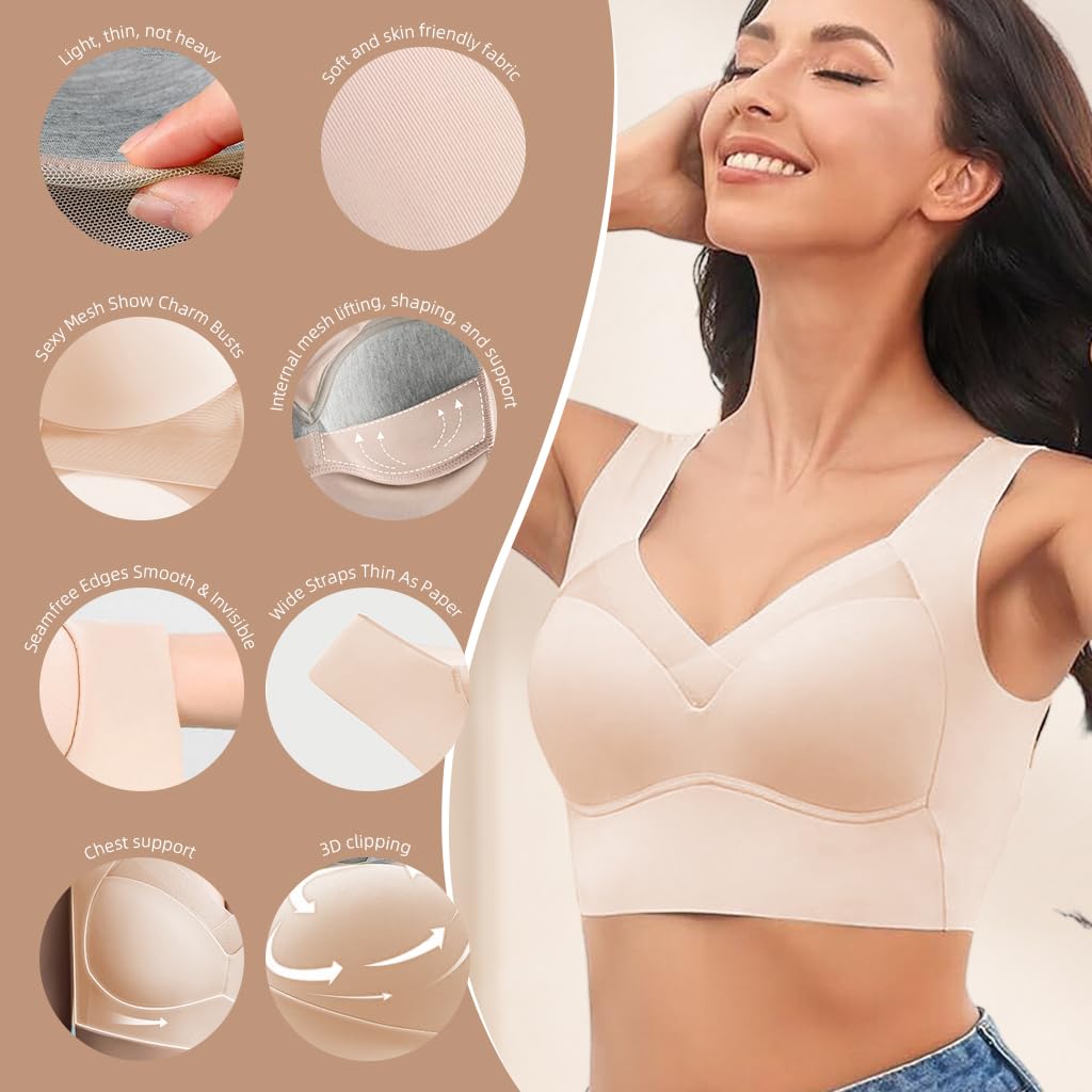 PALAY Seamless Bra for Women with 0.2cm Ice Silk Fabric featuring Wireless Support | XL