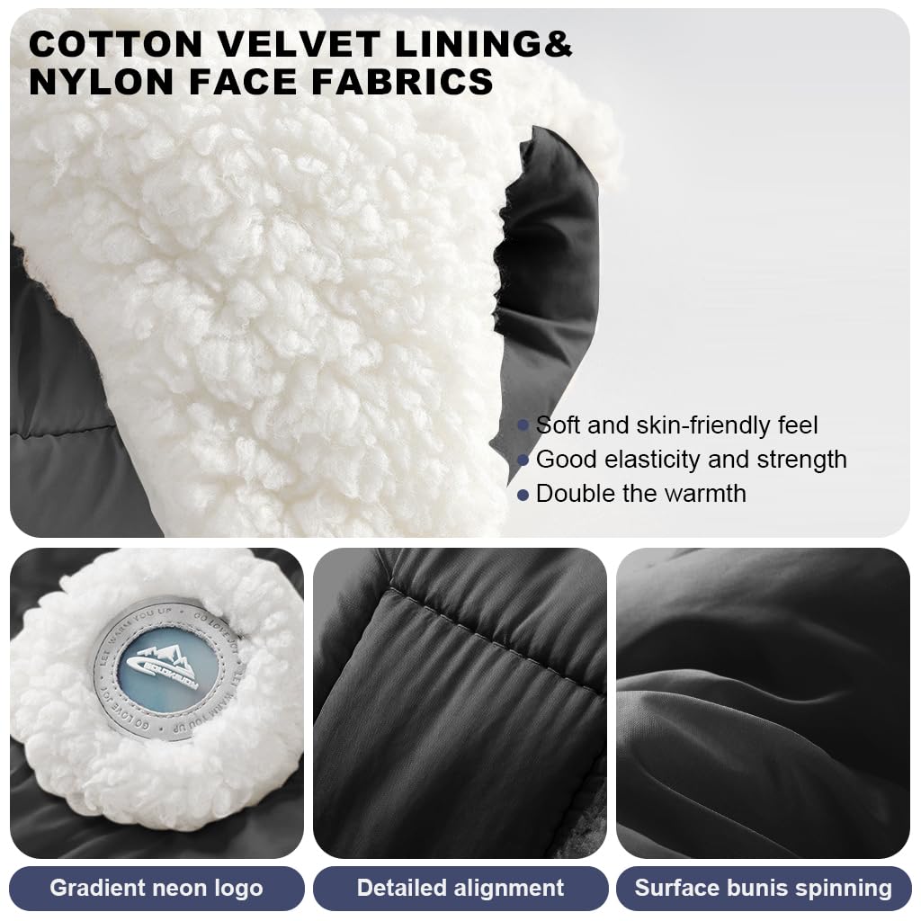 PALAY Thermal Winter Ski Hat for Men with Adjustable Earflap and Cotton Fleece Liner | Windproof Black Cap for Outdoor Sports