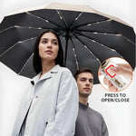 PALAY Umbrella for Sun Protection with 12 Fiberglass Ribs and Clear Handle | Beige Travel Use