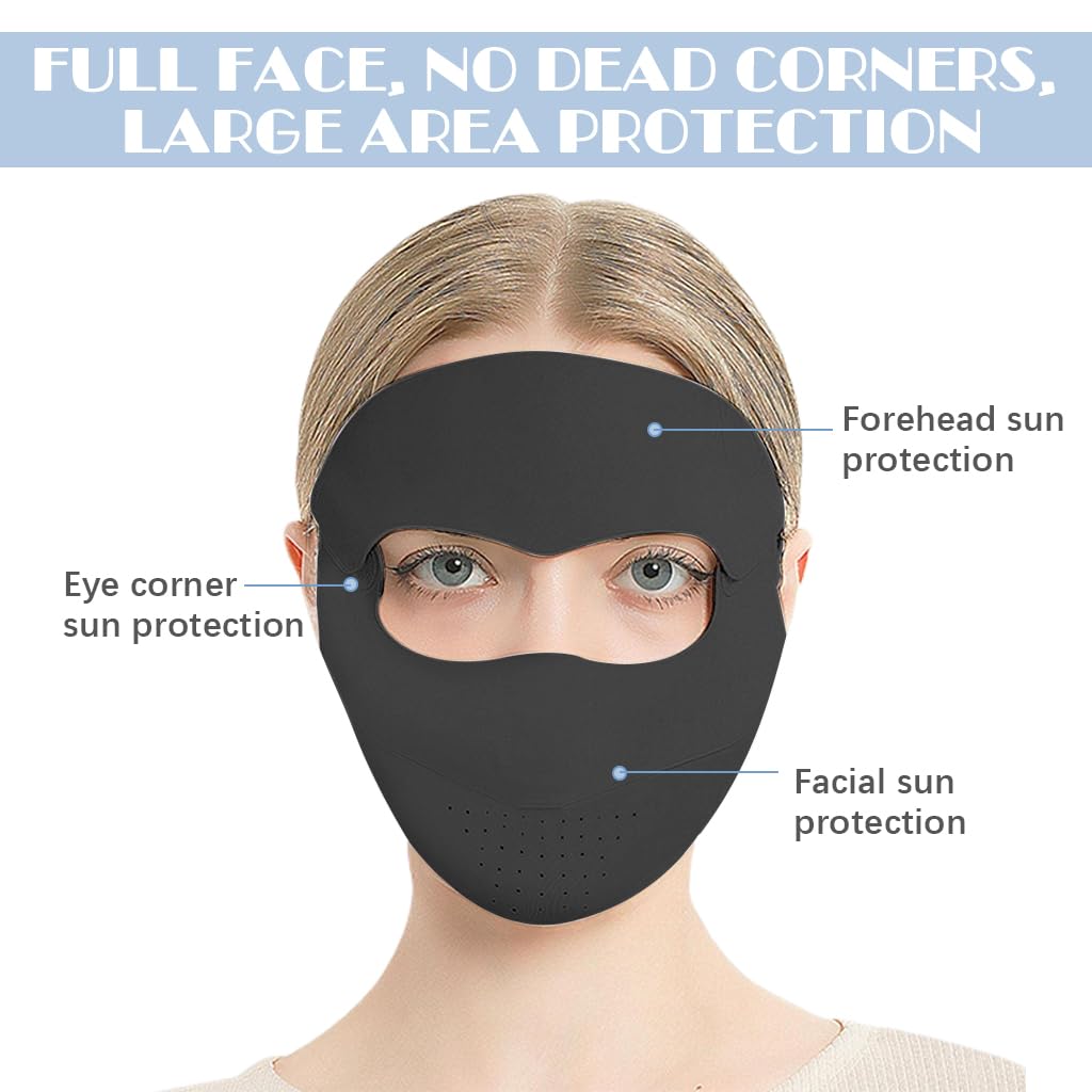 PALAY Full Face Mask for Outdoor Activities with UPF 50+ Sun Protection Ice Silk Fabric | Adjustable On-Ear Ties for Women