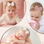 PALAY Hair Bands for Baby Girls with Embroidery Daisy Bows 12PCS Set | Soft Nylon Headbands