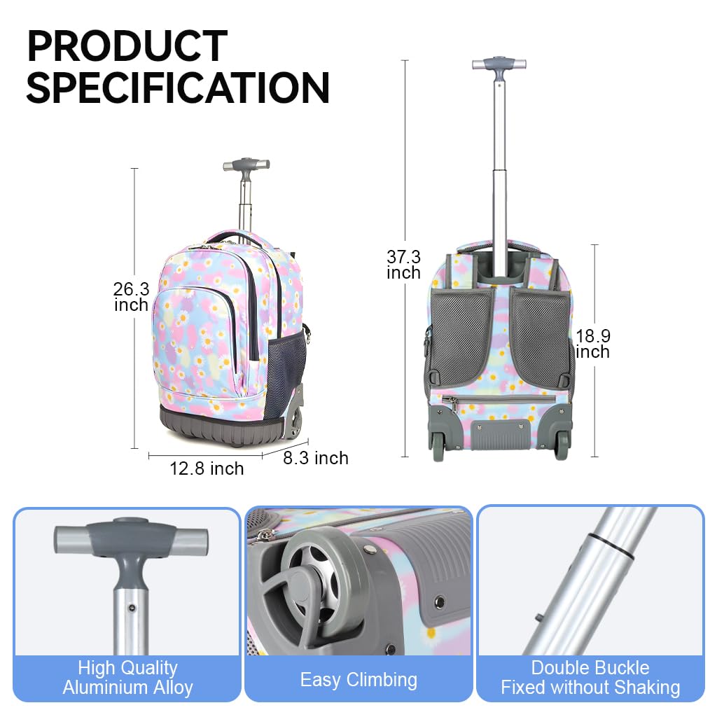 PALAY School Bag Trolley Rolling Backpack for Kids featuring 6 Wheels and Detachable Stand | Ideal for Elementary and Middle School