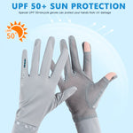 PALAY® Sun Protection Gloves Women Non Slip Hand Gloves for Bike Touch Screen Gloves UPF 50+ Summer Sunblock Gloves for Cycling Riding Fishing, Breathable Full Finger Gloves - Grey