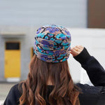 PALAY® Winter Hat Fashion Floral Beanies with Brim Winter Warm Hat Fashion Winter Warm Cap for Ladies