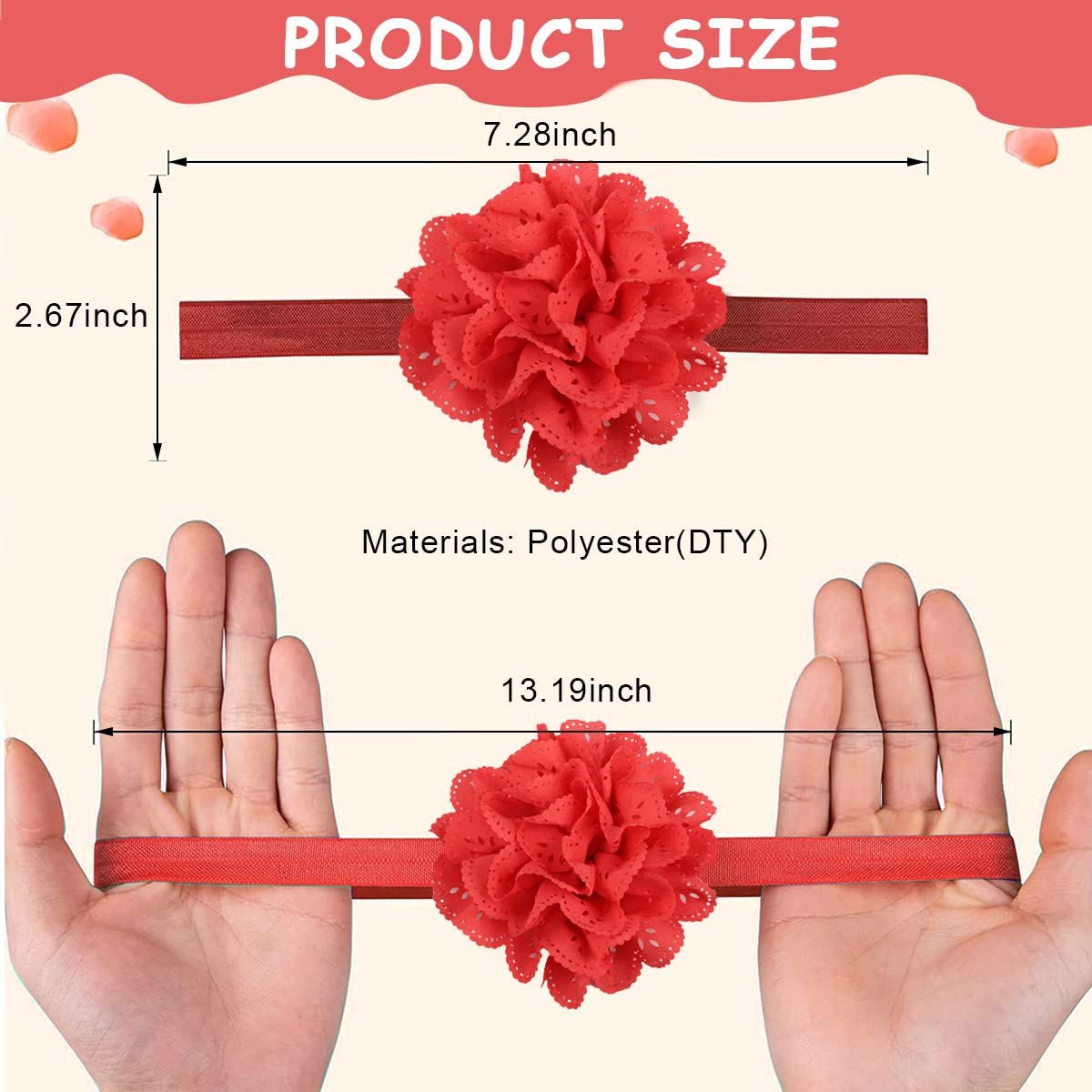 PALAY Headband for Baby Girl with Stretchy Chiffon Flower Design 12 Pack | Soft Hair Accessory Set