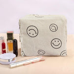 Palay Small Makeup Pouch for Travel with Secure Zipper Closure 18x9x13 cm Beige | Corduroy