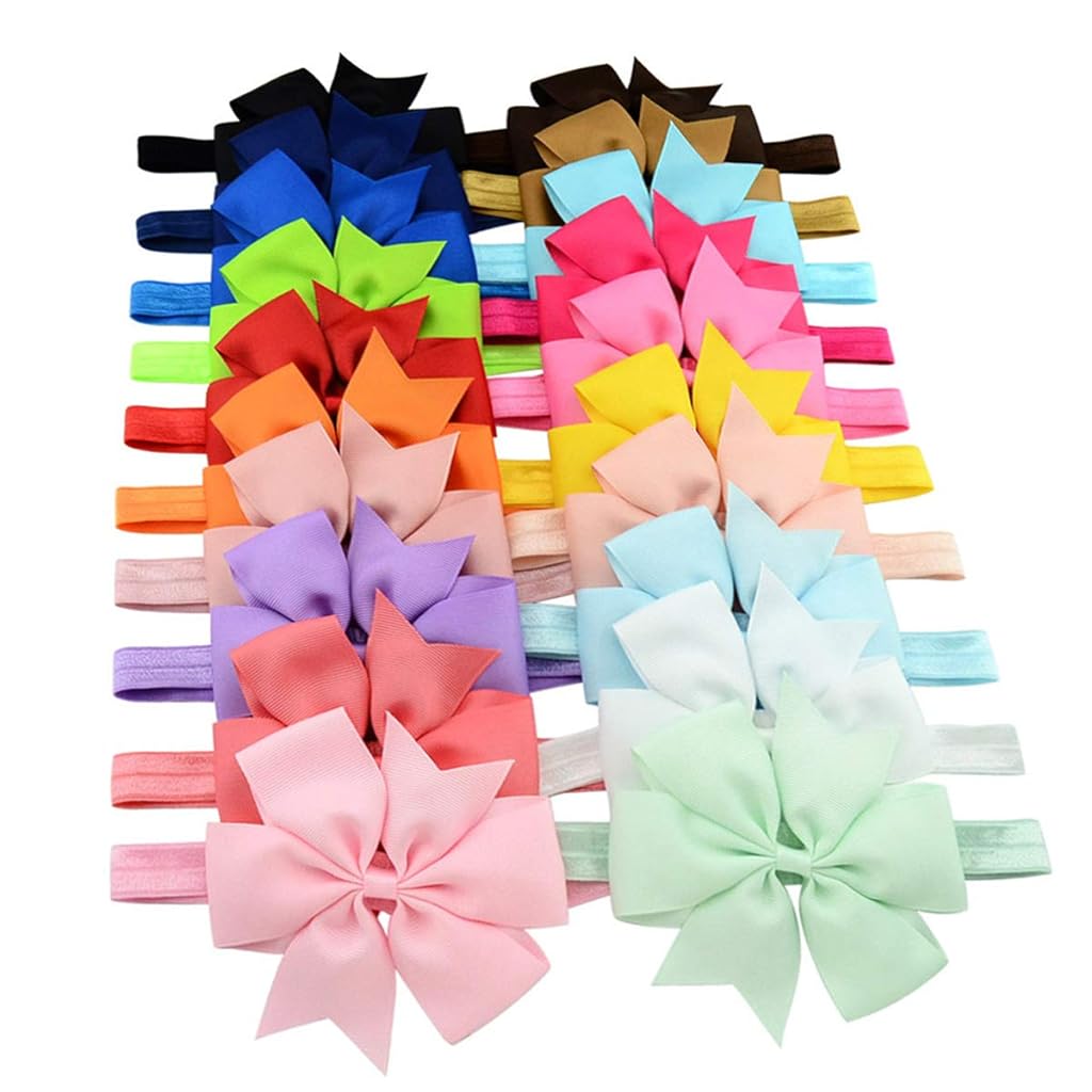 PALAY® 20 Pieces Hair Bows For Kids Girls 3 Inch Grosgrain Ribbon Hair Bows Alligator Clips For Baby Girls, Hair Accessories, Multi