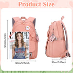 PALAY School Backpack for Girls featuring Bunny Ears and 32x20x43cm Multi Compartment Design | Pink Nylon Laptop Bag for Travel