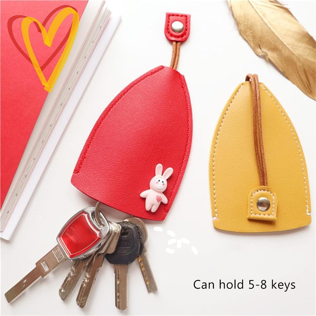 PALAY® 4 PCS Car Key Case, Cute Key Case Holder, PU Leather Key Pouch Large Capacity Pull Out Car Keychain Bag Sleeve