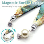 PALAY Neck Scarf for Women with Magnetic Buckle Featuring Golden Charms | 2 PCS Satin Silk-Feel Accessory
