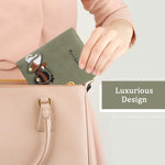 PALAY Leather Wallet for Women with Snap Closure and Smooth Zipper 12×9.5×2cm | Green 3 PCS Set