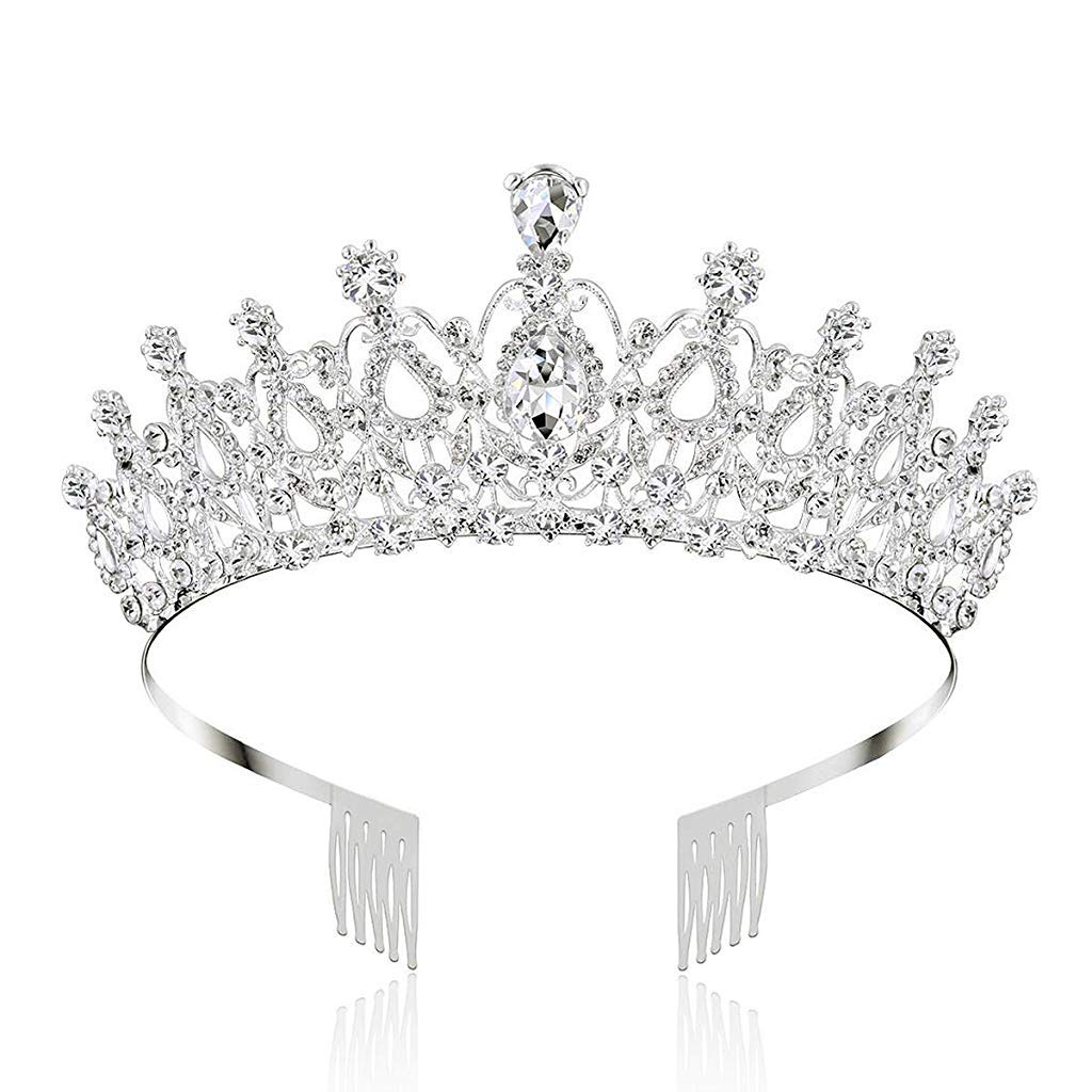 PALAY® Unisex Crystal Tiara Crown with Rhinestones Comb