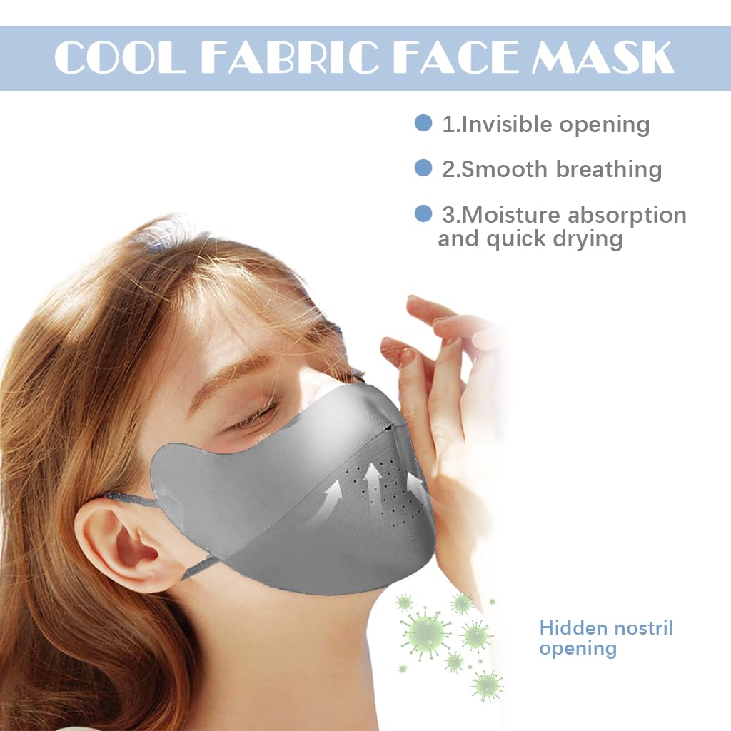 PALAY® Ice Silk Face Mask, Sun Protection Mask, UPF 50+ Full Face Cover for Women, Sun Protection Face Mask, Fashion Breathable Cooling Biker UV Face Mask with Removable Forehead Piece (Grey)