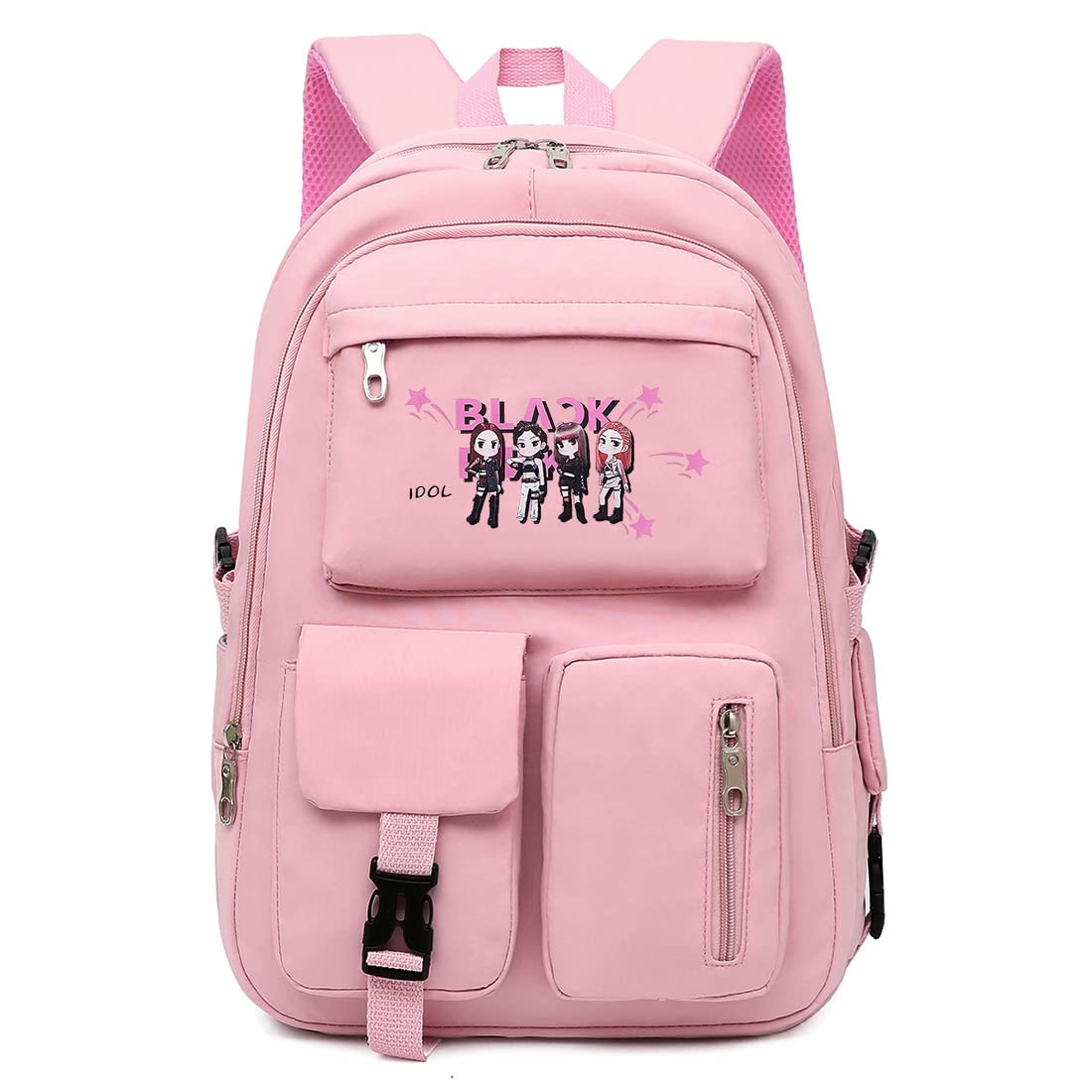 PALAY® Blackpink Standard Backpack For Girls School Bags Blackpink Kpop Theme Prints With Usb Charging And Headset Port Backpack For Student College School Bag For Boys, 18 L, Full Size