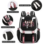 PALAY Blackpink School Backpack for Girls with USB Charging Port and 15.6 in Laptop Fit | Nylon Travel Bag