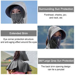 PALAY® Sun Hats for Women Wide Brim Cap with Face Cover Sun Protection Scarf Cap for Women Breathable Summer Hats Lightweight Full Zip Up Visor Cap For Riding, Hiking, Travel, Beach