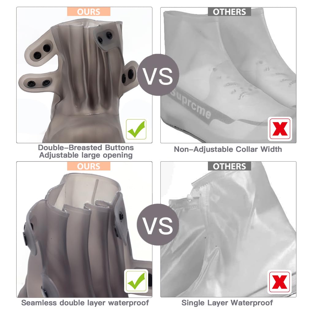 PALAY Silicone Shoe Covers for Rain with Double Breasted Snap Closure and TPE Sole | 2 PCS Size 4 5
