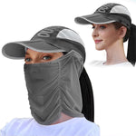 PALAY Sun Hat for Women with Detachable Face and Neck Flap UPF 50+ | Foldable Grey UV Protection Cap