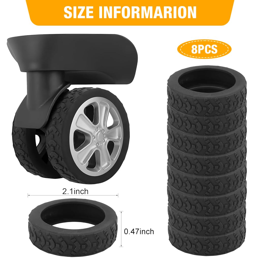 PALAY Luggage Wheel Silicone Protector Cover Set 16pcs for 2in Wheels | Black Silent Shock Proof