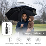 PALAY® Lightweight Compact Inverted Umbrella Windproof Auto Open Close – Quick Fold Travel Umbrella for Women & Men Black