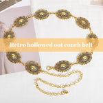 PALAY Belt for Women Dresses featuring Golden Metal Concho Disks Adjustable Waist Chain | Boho Vintage Style 2 PCS