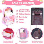 PALAY School Backpack for Girls with Detachable Wheel Stand and 3 Compartments 17 L Pink